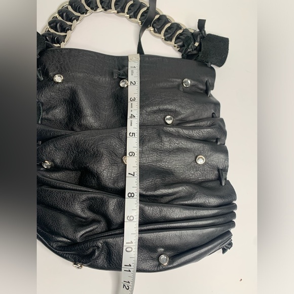 DAVID GALEN WOMENS SCRUNCHED LEATHER SHOULDER BAG PURSE WITH BLING - Picture 11 of 14